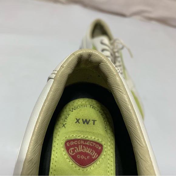 Callaway Golf Shoes Ladies ERC Collection Leather White Green Striped US7 XWT - Picture 9 of 13